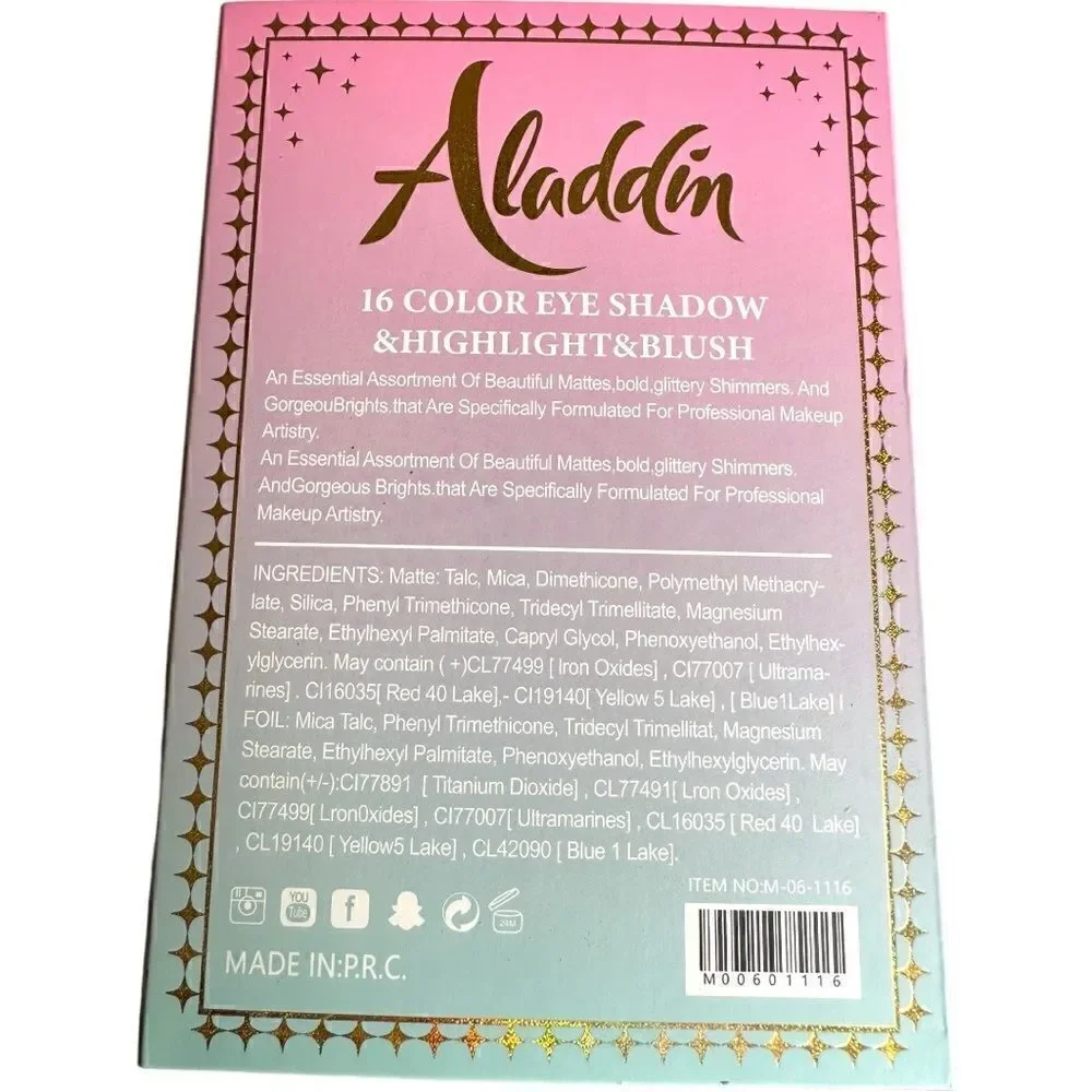 NWT PALETTE Jasmine The Princess Set Aladdin Love luxe Beauty 16 shad…